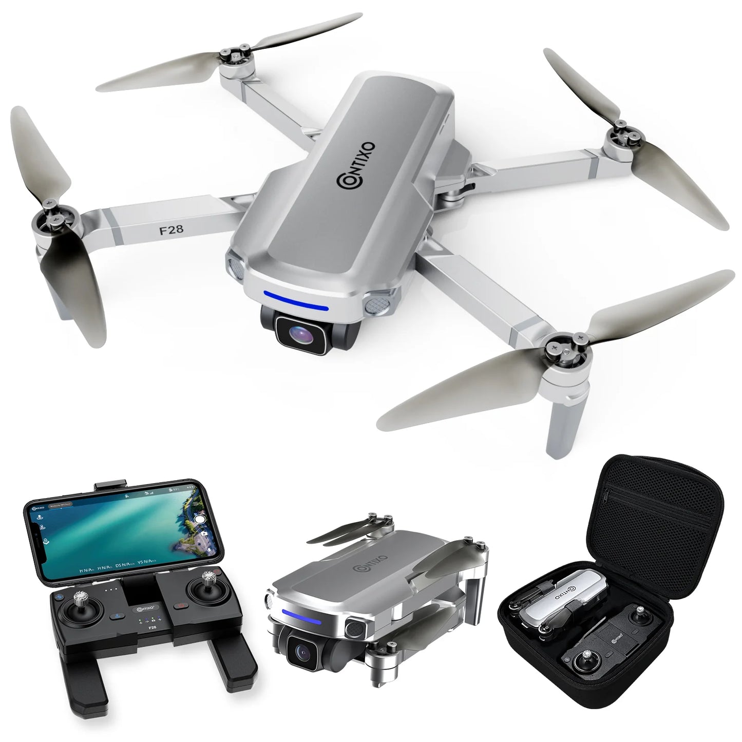 Contixo F28 Foldable Drone with 2K FHD Camera and Carrying Case