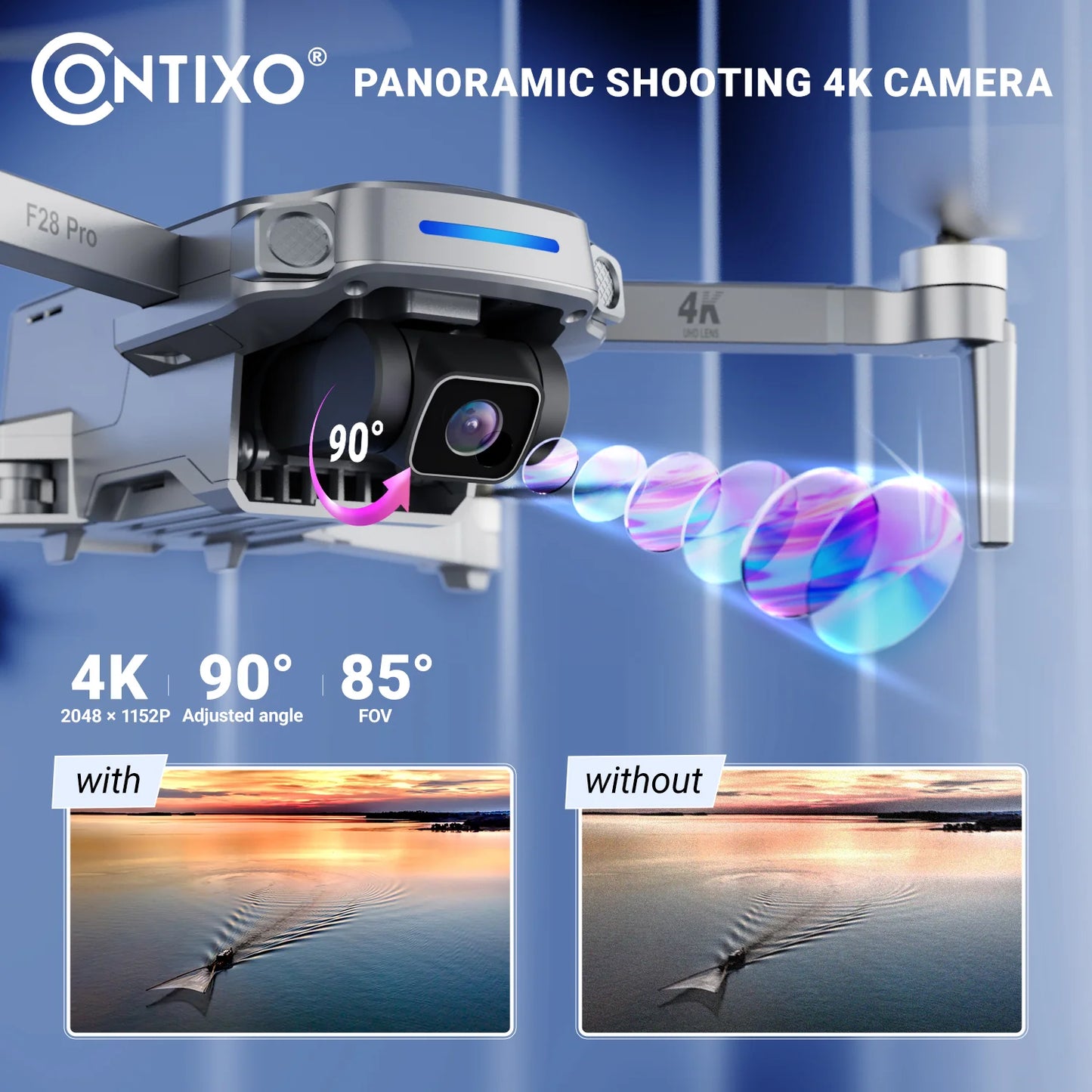 Contixo F28 Pro Foldable Drone with 4K FHD Camera and Carrying Case