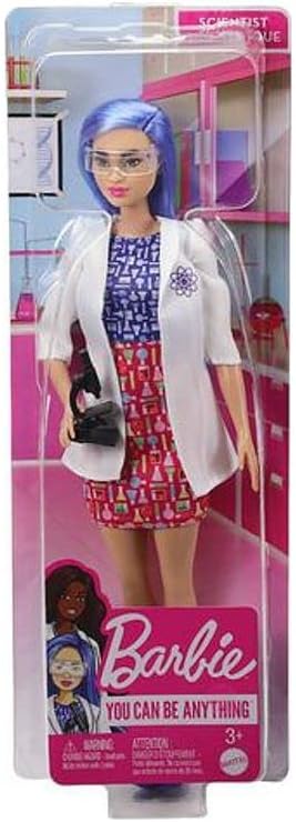 Barbie Scientist Fashion Doll with Blue Hair, Lab Coat & Flats, Microscope Accessory