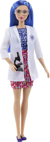 Barbie Scientist Fashion Doll with Blue Hair, Lab Coat & Flats, Microscope Accessory