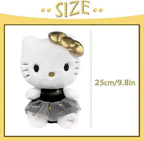 HELLO KITTY 9.5" COLL PLUSH BLACK & GOLD DRESS