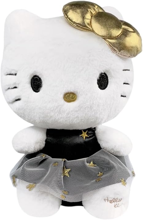 HELLO KITTY 9.5" COLL PLUSH BLACK & GOLD DRESS