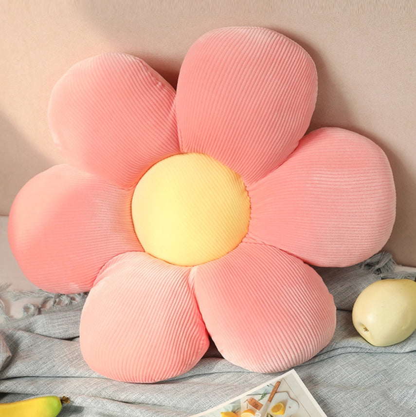 Pink Yellow Flower Plush Pillow Cushion