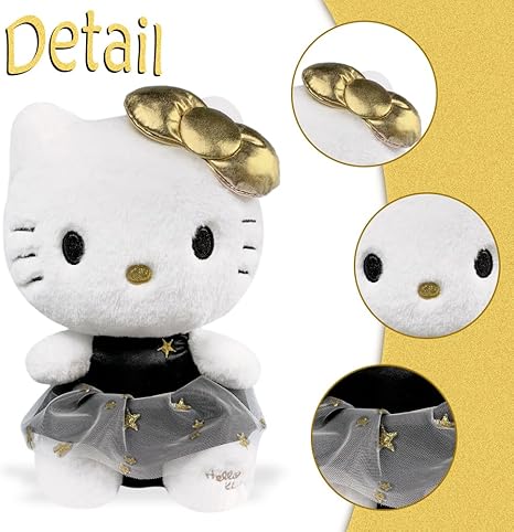 HELLO KITTY 9.5" COLL PLUSH BLACK & GOLD DRESS