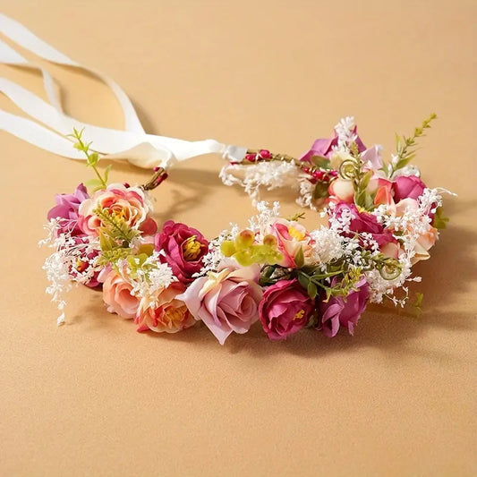 Pink Flower Crown Fasion