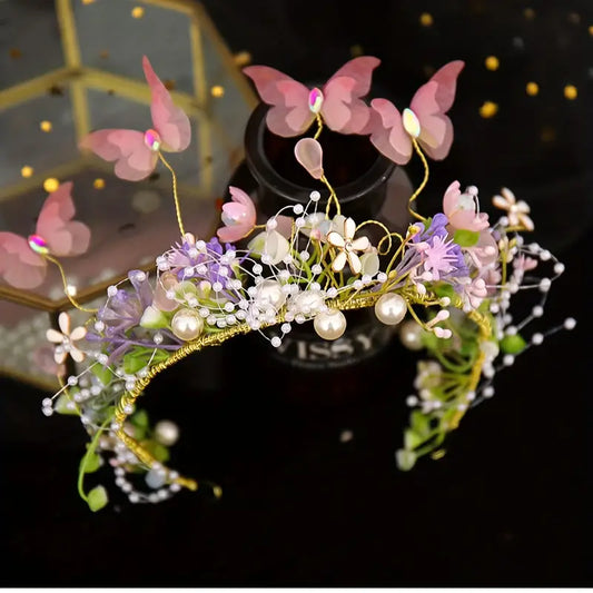 Pink Butterfly Flower Crown