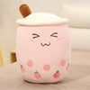 Medium Pink Close Eyes Boba Bubble Fruit Tea Plush Toy