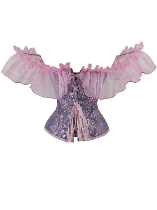 Purple Lace Sleeve corset Small