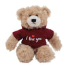 Brandon Bear Beige with Maroon I Love You Hoodie 12"