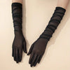 1 Pair of Chic Mesh Breathable Long Gloves- black