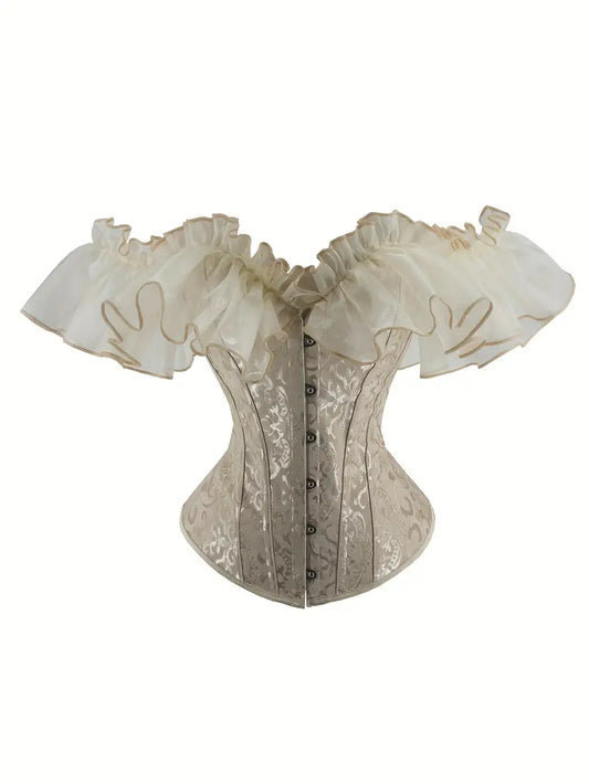 Beige Lace Sleeve Corset Small