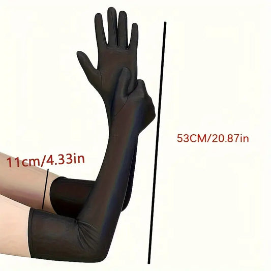 1 Pair Satin Long Gloves Solid Color