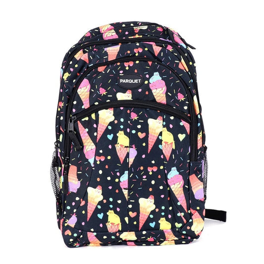 Ice Cream Pattern Black Novelty Backpack